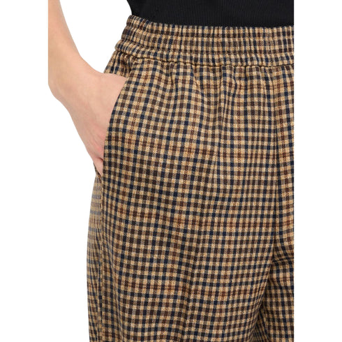 Pantalone Donna flare a quadretti dettaglio frontale